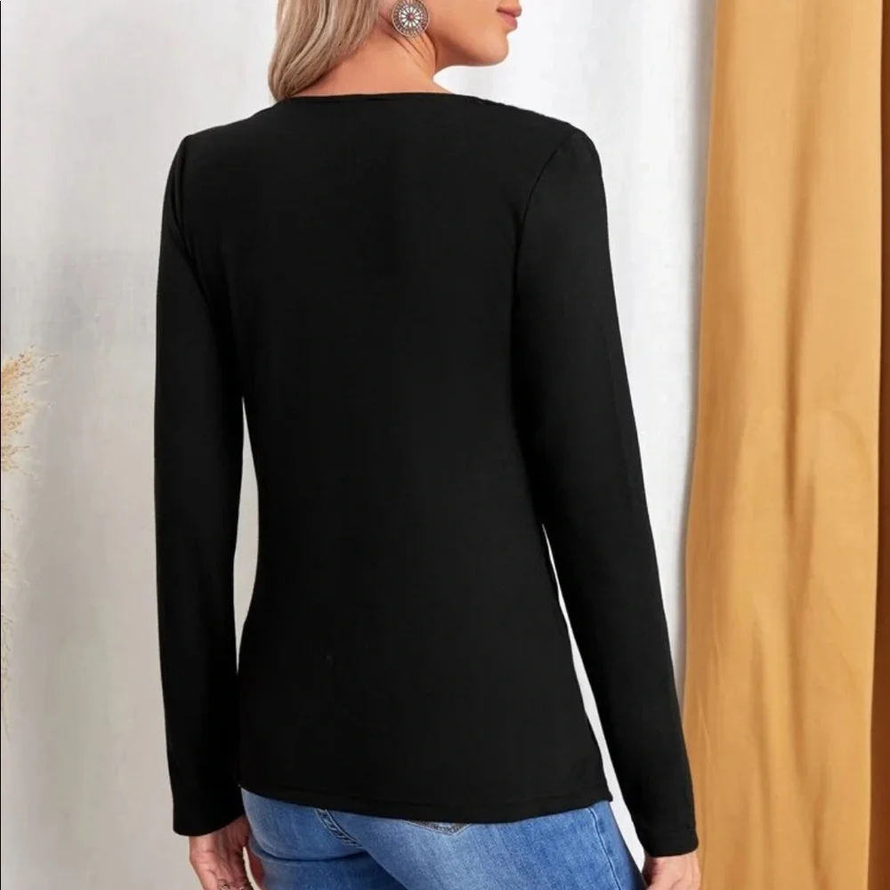 Boho black button detail blouse - Picture 6 of 14